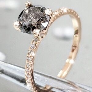 Elegant Gold and Black Cubic Zirconia Ring, Faux Black
Diamond Ring